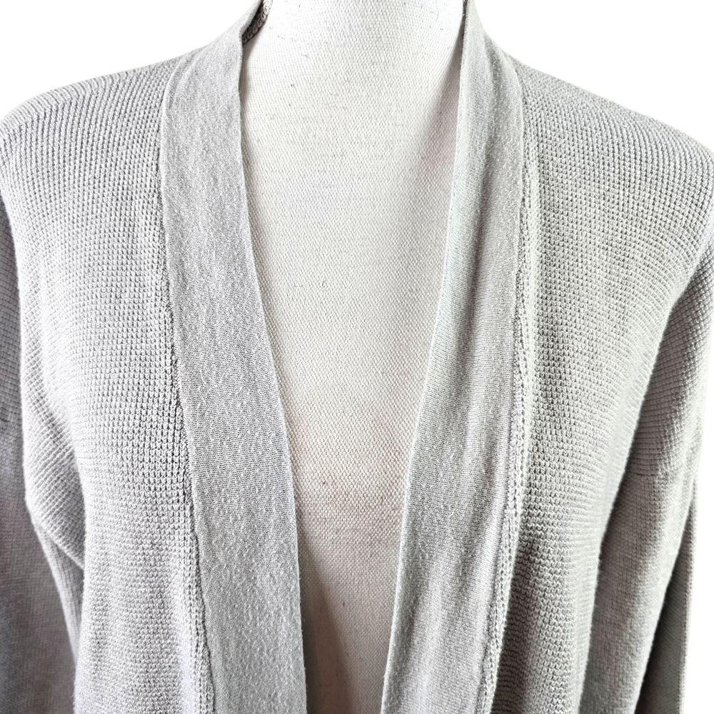 Eileen Fisher Organic Cotton And Silk Open Front Midi Cardigan In S/P - Picture 3 of 7